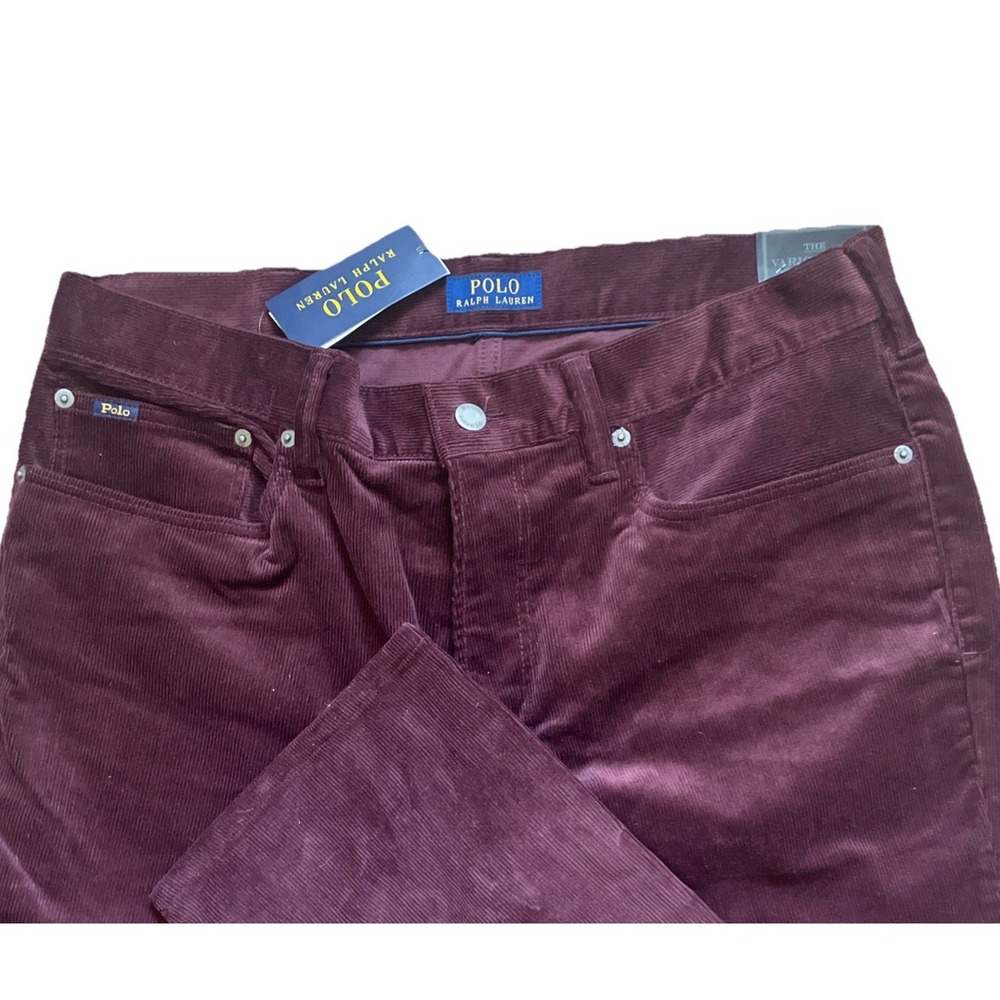 Polo Ralph Lauren Men's The Varick Slim Straight Stretch Corduroy Red Pants NWT